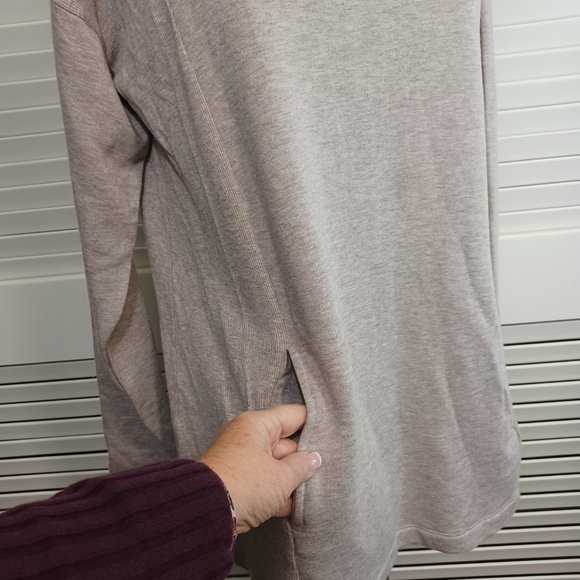 Soft Surroundings Tan Cowl Neck Knit Fleece Tunic - Picture 3 of 10
